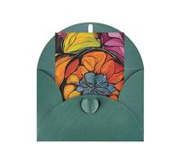Flower Stained Glass Print Blank Greeting Cards, Love Buttons, Pearl Paper Envelopes Suitable For Various Occasions - Anniversary Cards, Thank You Cards, Holiday Cards, Wedding Cards, Congratulations.