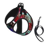 Flower Stained Glass Print Dog Harness,Pet Leash Vest,Adjustable And Reflective Vest,For Small To Medium Dogs