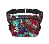 flower stained glass print Fashion Waist Packs Crossbody Belt Bag Fanny Pack for Women Crossbody for Traveling Running, Black, One Size