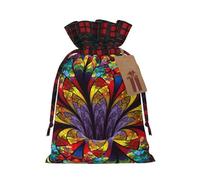 Flower Stained Glass Print Reusable Gift Decor Bags Festive Drawstring Pouches Anniversaries Wedding Favors