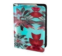 flower stained glass print Travel Wallet Passport Holder Case for Family Leather Passport Cover for Men Women, Black, One Size