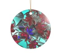 Flower Stained Glass Print Xmas Ornament Hanging Decor, Acrylic Romantic Christmas Decoration for Home Wedding Anniversary