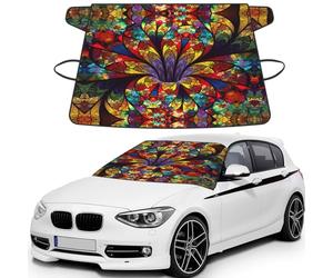flower stained glass Printed Car Windshield Cover, Waterproof Winter Snow Shield, Anti Frost Guard for Auto Glass