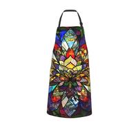 flower stained glass Printed Chef Apron for Men Women Adjustable Bib Apron Funny Cooking Aprons with Pockets