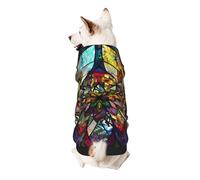 flower stained glass Printed Dog Hoodie Soft Dog Sweatshirt Cute Cat Dog Clothes for Small Dogs Kitten Puppy, L