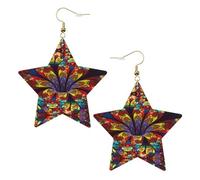 flower stained glass Statement Earrings for Women, Star Drop Earrings, Elegant Dangle Jewelry for Formal Gatherings