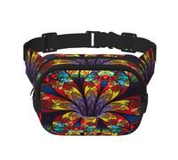Flower Stained Glass Unisex Fashion Waist Packs, Stylish Fanny Packs for Workouts, Running, Traveling, and Hiking