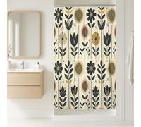Flower Stall Shower Curtain, Bohemian Vintage Sunflower Leaf Spring Black Polyester Waterproof Bathtub Cloth Curtains for Bathroom Toile Guest Room Decor 36x72 Inch