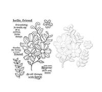 Flower Stamp and Stamp Sets for Card Making Hello Friend, You Are Bold Than You Know Words Transparent Silicone Stamp for DIY Scrapbooking Paper Crafting Embossing Stencil Cutting Template