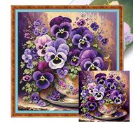 Flower Stamped Cross Stitch Kits for Adults Beginners, DIY Cross Stitch Patterns Kits Printed Dimensions Needlepoint Kits,Crafts Embroidery Kits for Home Decor 40x40cm-Flower