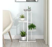 Flower Stand 4-Tier White Powder-Coated Metal 43 x 22 x 76 cm Indoor Plant Shelf