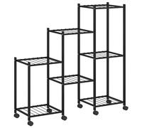 Flower Stand Black Iron Plant Stand Storage Rack with/without Wheel vidaXL