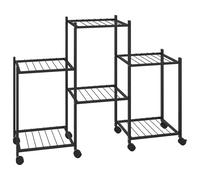 vidaXL Flower Stand with Wheels 83x25x63.5 cm Black Iron Tall Plant Stand