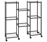 vidaXL Flower Stand with Wheels 83x25x83.5 cm Black Iron Tall Plant Stand