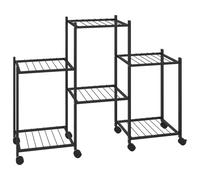 Flower Stand Black Iron Plant Stand Storage Rack with/without Wheel vidaXL