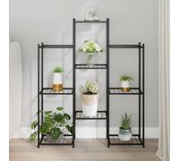 Flower Stand Black Powder-Coated Iron 83x25x100 cm Corner Plant Shelf Tall Slim