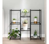 Flower Stand Black Powder-Coated Iron 83x25x80 cm Corner Plant Shelf Metal Decor
