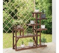 Flower Stand Carbonised Brown Solid Fir Wood 110x25x111 cm Indoor Outdoor Shelf