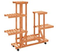 vidaXL Flower Stand with Wheels 95x25x101 cm Solid Wood Fir, Brown
