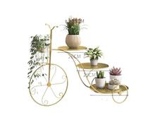 Flower Stand Plant Stand Plant Rack Metal Bicycle Shape Plant Stands Multiple Plant Rack Holder Flower Shelf Display Plant Shelf Plant Holder Indoor Outdoor(Gold)