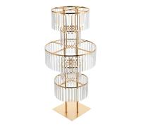 Flower Stand Wedding Centerpieces Gold Crystal Vases 43.3in 5 Tier Metal Round Pedestal Stands Flower Vase Stand For Party Table Decor(2pcs)