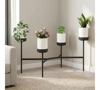 Flower Stand White 125x55x81cm PP & Steel Indoor Multi-Tier Modern Plant Display