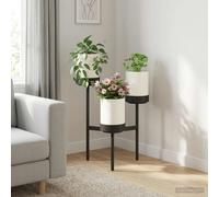 Flower Stand White PP & Steel 54x49x81cm Indoor Tiered Plant Display SpaceSaving