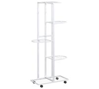 Flower Stand with Wheels Iron Black/White 44x23x80 cm/45x23x100 cm vidaXL