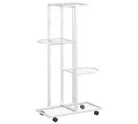Flower Stand with Wheels Iron Black/White 44x23x80 cm/45x23x100 cm vidaXL