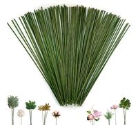 Flower Stems, Flower Wire Wrapped with Paper, 100 Pcs, 2 Gauge, 10.23in/26cm, Floral Wire, Artificial Green Crafts Wire Wreath Making Supplies for Flower DIY