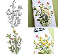 Flower Stems Metal Cutting Dies for Card Making, Spring Flowers Leaf Grass Cards Cutting Dies Stencils DIY Scrapbooking Album Decorative Embossing Paper Cards Embossing Craft