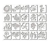 Flower Stencils - 20 Pieces Reusable Floral Stencils for Wood Painting Wall Art Drawing Furniture Decor DIY Crafts Home Decor Garden Projects Summer Wall Designs Botanical Art Templates