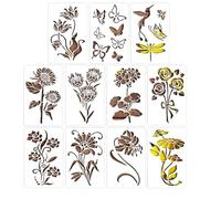 Flower Stencils - Flower Sketch Stencils, Floral Illustration Stencils | Flower Stencils Reusable Wall Stencils Crafts for Painting Wall Floor Decor Rock Dot Painting Art Projects, 7.09x11.02 Inches