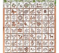 Flower Stencils for Painting 64 PCS 3 inch Reusable Openwork Nature Painting Templates of Bird Butterfly Flower Leaves for DIY Art Crafts on Scrapbook Wood Wall Window Home Decor