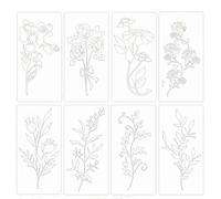 Flower Stencils for Wood, 8 Pieces Reusable and Washable Flower Patterns for Drawing, Floral Patterns - for Walls, Floors, Canvas, Fabric, Paper, Door and on