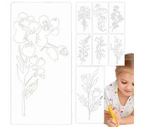 Flower Stencils for Wood | 8 Pieces Reusable Flower Drawing Templates | Reusable Stencils for Crafts, for Art Projects on Wood, Floor, Canvas, Fabric, Paper, Door and Door