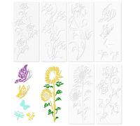 Flower Stencils - Plant Rose Stencils Templates | Drawing Templates for Crafts, Scrapbooking, Painting on Wooden Wall | Blooming Background Stencil Wall Decoration Spray Paint A