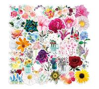 Flower Stickers50pcs Cute,Waterproof,Aesthetic,Trendy Stickers for Teens,Perfect for Laptop,Hydro Flask,Phone,Skateboard,Travel| Extra Durable Vinyl