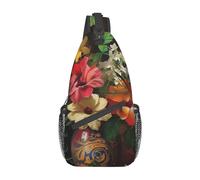 Flower Still Life Print Women Men Crossbody Backpack Multiple Pockets Shoulder Bags Breathable Sling Bag For Camping Business Walking Cycling