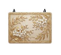 Flower Stove Top Cover for Electric Stove, Elegant Classic Leaf Petal None Gold Washable Waterproof Stovetop Cover Board for Glass Surface Home Kitchen Decor 28x20 Inch