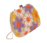 Flower Straw Clutches Handbags Women Beach Crossbody Bag Handwoven Summers Purse Wallet Evening Bag For Wedding Party Beach