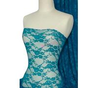 Flower Stretch Lace Fabric | Dressmaking & Dance Wear Material | Sold by The Metre | Same Day Dispatch | by Tia Knight (Teal Blue Q137 TLBL)