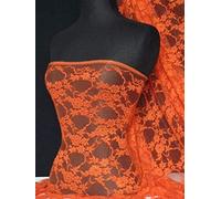 Flower Stretch Lace Fabric | Dressmaking & Dance Wear Material | Sold by The Metre | Same Day Dispatch | by Tia Knight (Orange)