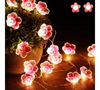 Flower String Lights Fairy Pink Cherry Blossom Lights 13 Feet 40 LEDs USB and Battery Operated Decorative Lights for Girls Bedroom Indoor Outdoor Wedding and Valentines Day
