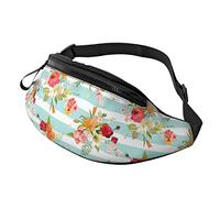 Flower Stripe Casual Fanny Pack Men Women Waist Bag with Adjustable Strap Earphone Hole for Outdoor Sports Running Traveling Hiking Camping Cycling