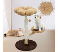 Flower-style Cat Tree Tower for Small Cat, Real Solid Wood Branch Luxury Cat Condo with Scratching Posts and Bed, Pet Furniture for Kitten Lover Gifts, 88cm Height