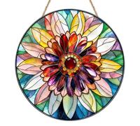 Flower Sun Catchers for Windows, Mandala Acrylic Suncatcher, Stained Glass Window Hanging Ornament, 2D Flat Hanging Garden Ornament Suncatchers for Home Window Wall Decoration