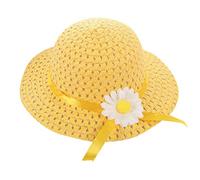 Flower Sun Hat Beach Kids Hats Baby Girl Grass Hats Cute Flower Sun Hats Summer Baby Visor Girl Floral Kids Hat Boys Fleece Hats Toddler Beach Hat Suit Outdoor Activities (Yellow, One Size)