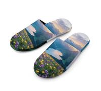 Flower Sun Switzerland Mountains Slippers Women Winter Warm Cotton Hotel Slippers Anti-Slip Bedroom Slip-Ons Shoes 38-39_(7-8)