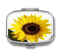 Flower Sunflower Pill Box Medicine Pill Organizer Small Pill Case Travel Pill Container Portable Pill Case for Pocket 2 Compartment Pill Holder Pill Boxes for Travel